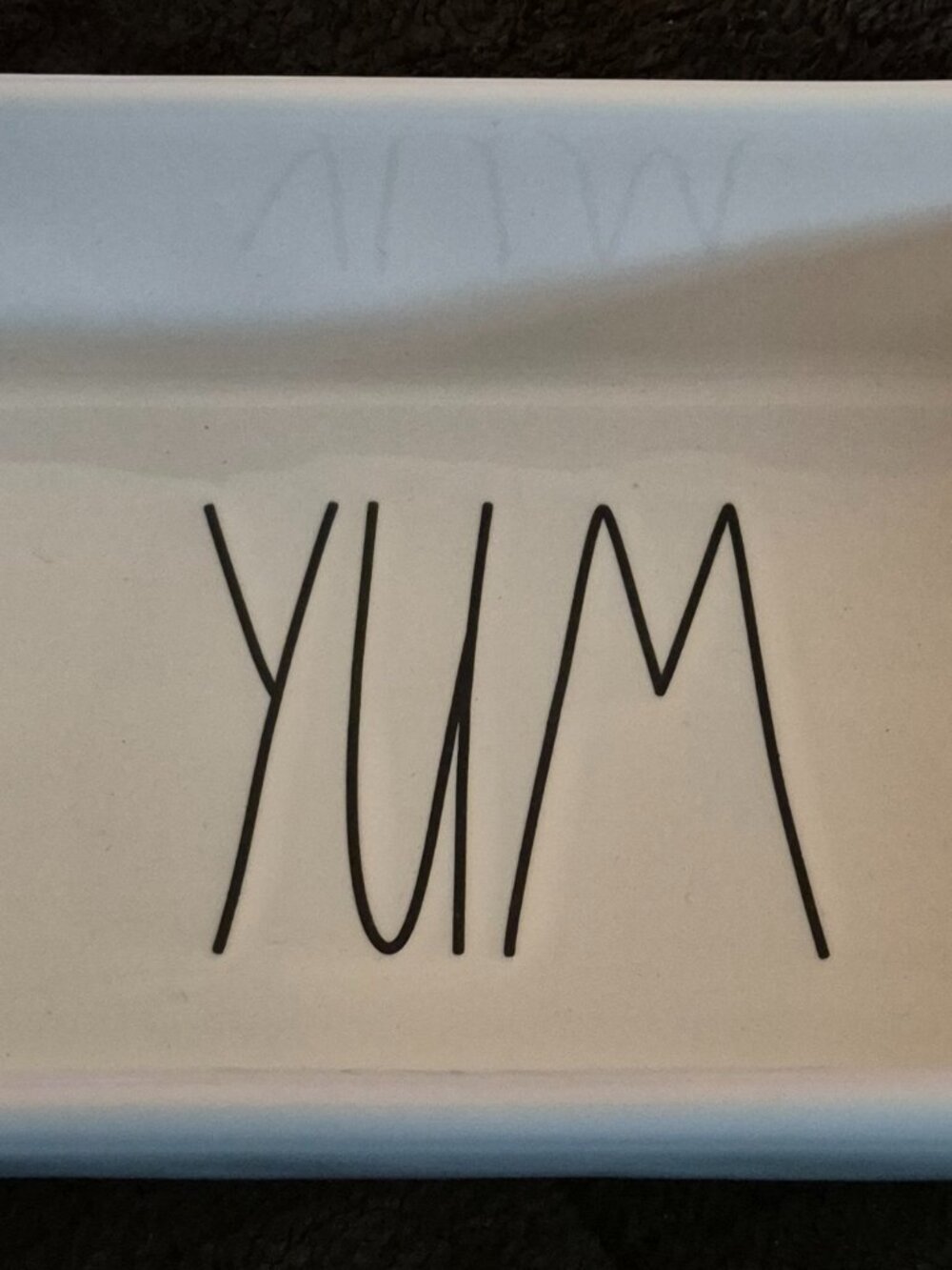 Rae Dunn by Magenta "YUM" Loaf Pan Bread Meatloaf Ceramic White Black BRAND NEW